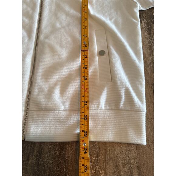 Tommy Bahama Women’s Knit Ottoman Full Zip-Up Jacket Small Cream Gold Accent - Picture 6 of 9